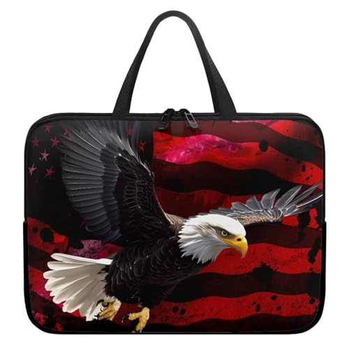 10 Inch American USA Flag Eagle Laptop Sleeve, Protective Tablet Case with Handle, Patriotic Computer Bag Carrying Case Notebook Cover Messenger Briefcase for Travel/Business/School - color: American Usa Flag Eagle, size: 10 Inch