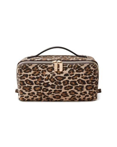 EACHY Travel Makeup Bag, Large Capacity Cosmetic Bag for Women, Waterproof PU Leather, Flat Open Portable Toiletry Bag for Skincare, Brushes & Travel Essentials - color: BC-Leopard, size: Medium