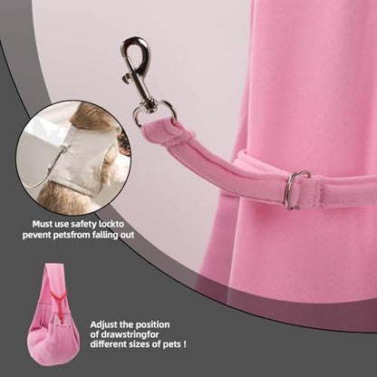 Dog Carrier Sling - Reversible Puppy Carrier Purse with Storage Pocket, Hand-Free Dog Sling Carrier for Carry Small Dogs and Cats, Travel Safety Harness, Dog and Cat Harness (Pink) - color: Pink