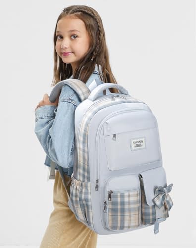 Teen Girl School Backpack, Cute Bookbag with Laptop Compartment for Big Student Women College Mochilas Escolares para Niñas, Blue - color: Blue, size: 15.6 inch