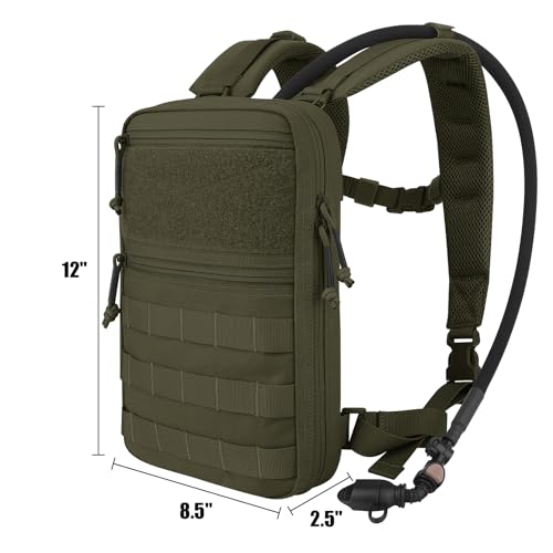 PETAC GEAR Tactical Molle Hydration Pack for 1.5L - Lightweight Water Reservoir Bag for Molle Vest Backpack, for Hiking, Hunting - style: RG no Bladder