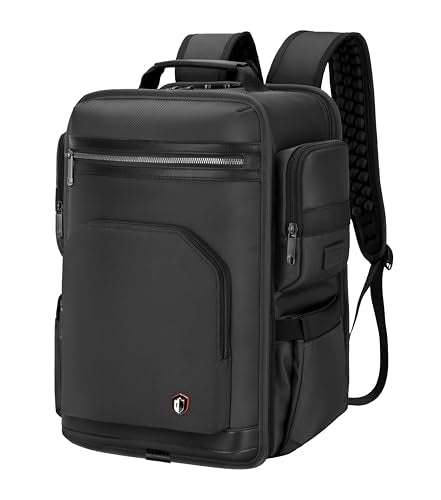 Business Laptop Backpack for Men,TSA Friendly Carry on Backpack Fit 15.6 Inch Laptop with Dual USB Ports & Massage Shoulder Straps,Professional Work Backpack for Travel,Office,College,Commuting - color: Sleek Black, size: 15.6 Inch