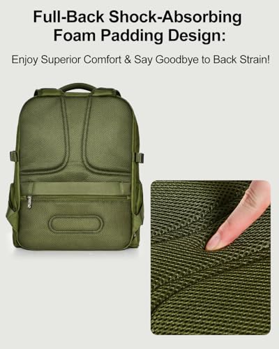 Travel Backpack for Women & Men, Carry On Personal Item Bag Flight Approved, Large Waterproof Laptop Backpack for Travel, Overnight, College & Commuting Green-Beige - color: Green/Beige