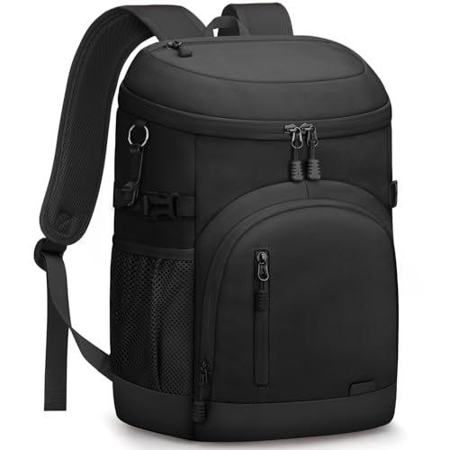 Pritent Cooler Backpack Insulated Waterproof,30/45 Cans Backpack Coolers Leakproof Lunch Backpack for Men Women Portable Soft Cooler Bag for Beach Camping Trave Picnic - color: Black, size: 45 Cans
