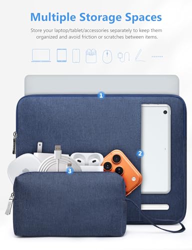 HYZUO 13 Inch Laptop Sleeve Bag Set for MacBook Air 13 M5/M4/M3/M2/M1 A3449 2026-2018, 13" MacBook Neo 2026 A3404, MacBook Pro 13 M2/M1 2026-2016, iPad Pro/Air 13, XPS 13, Surface Pro, Navy Blue - color: Navy Blue, size: 13 Inch