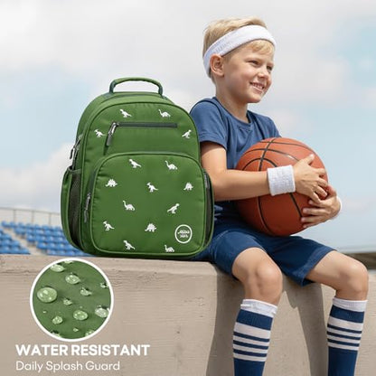 mibasies Boys Backpacks Ages 5-8: Quilted Backpack for Kids - Cute 15 Inches Bookbag for Kindergarten Elementary School Dinosaur Green - color: Dinosaur Green, style: Kids-15"h