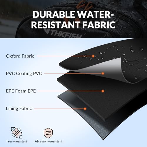 THKFISH Waterproof Fishing Backpack with Rod Holder, 20L Lightweight Fishing Tackle Sling Bag Store Gear and Equipment - color: Black