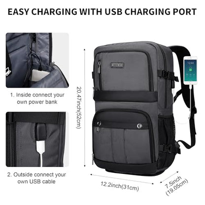 WITZMAN Carry on Travel Backpack for Men Women Laptop Backpack with USB Charging Port Airline Approved(B683 Silvery Grey) - color: Silvery Grey