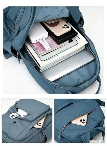 Casual Backpack, Multi-Pocket Design with Front Zipper Compartment (Blue) - color: Blue