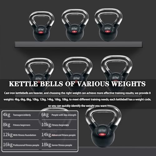 Kettle Bells Women Men's Fitness Training Kettlebell, Professional Gym Sports Cast Iron Dumbbell, Swing/Squat/Lift, Silent Anti-Collision(18kg)