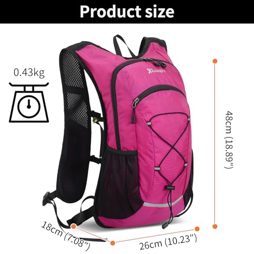 15L Small Hiking Backpack Lightweight Hydration Backpack for Men Women, Warterproof Hiking Daypack for Travel Cycling - color: Rose