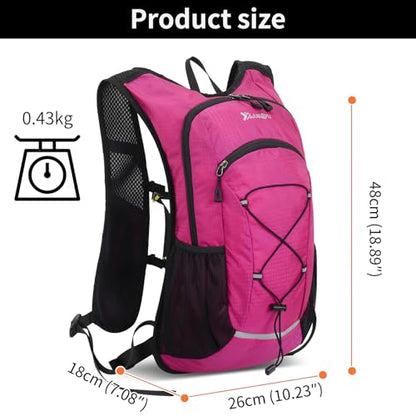 15L Small Hiking Backpack Lightweight Hydration Backpack for Men Women, Warterproof Hiking Daypack for Travel Cycling - color: Rose
