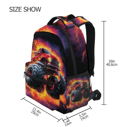 susiyo Custom Name Backpack Personalized School Bookbag Truck with Flames Lightweight College Back Pack Travel Camping Casual Daypack for Teens Girls Boys Women Men - color: Custom Truck