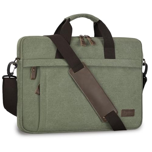 ESTARER Laptop Bag 17-17.3 Inch, Computer Bags for Men Water-resistant Canvas Laptop Case Slim Laptop Sleeve Fits Hp/Dell/Asus/Lenovo/Acer, Green - color: Green, size: 17-17.3 Inch