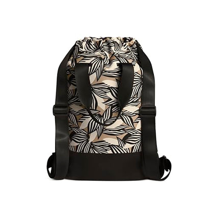 VOORAY 23L Flex Cinch Drawstring Backpack, Textured Leaves – Lightweight Travel Bag, Sports Gym Backpack for Women & Men, Weekender Bag - color: Textured Leaves