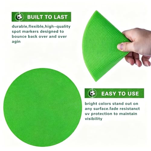 Poly Spot Markers 4inch/9 inch Non-Slip Rubber Agility Markers Flat Field Cones Floor Dots for Football, Soccer, Basketball Training Markers, School Activities, Exercise Drills, Social Distancing - style: 9inch 12Pcs(Green)