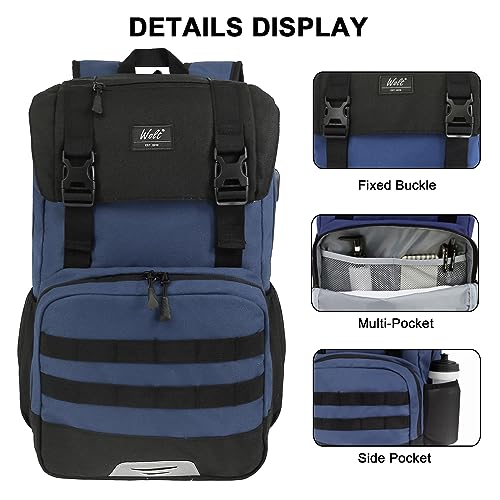 WOLT Laptop Backpack with USB Charging Port Fits Up to 17 Inch Laptop, College Backpack for Men Women, Computer Business Bookbag, Navy - color: Navy