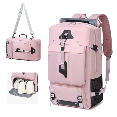 Travel Backpack with Shoe Compartment for Men, Water-resistant Large Luggage Weekender Bag Daypack for Sports 30L - color: Pink 1