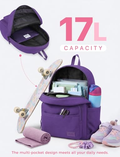 VASCHY School Backpacks, Lightweight Bookbag Schoolbag for Girls Casual Basic Simple Daypack for Women Purple - color: Purple