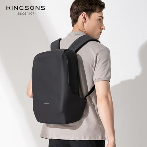 Kingsons Anti-Theft Laptop Backpack-TSA Lock Travel Slim Backpack with USB Charging,Waterproof Polyester Fits 15.6 Inch Laptop for Men Business Office Commuting Hiking Work Black - color: Ks3233w-a-us