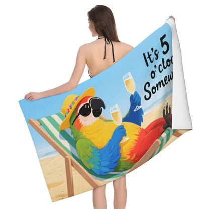 It's 5 O'Clock Somewhere Beach Towel, Funny Summer Aldult Quick Dry Camping Bath Towel, Absorbent Thin Lightweight Beach Blanket for Sports Travel Pool Swimming Bathroom 30x60 Inch/ 77X153cm - color: It's 5 O'clock Somewhere