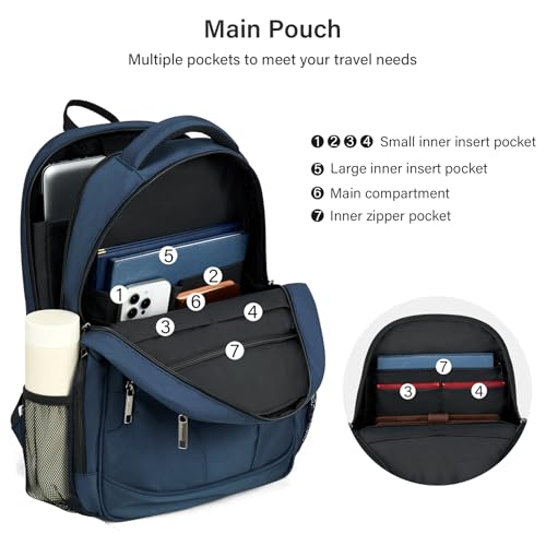 MILADA Travel Backpack For Men Laptop Backpack Women Business Carry On Backpack Airline Approved Fits 16.5 Inch Laptop Bag Work Backpack, Blue - color: Blue