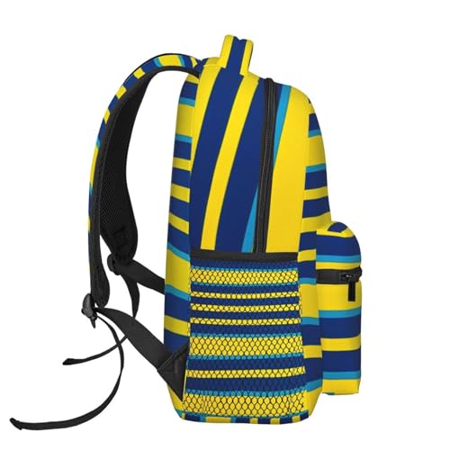 Travel Backpack Yellow and blue stripes Carry on Backpack Lightweight Business 15.6inch Laptop Backpack for Men Women - color: Yellow and Blue Stripes