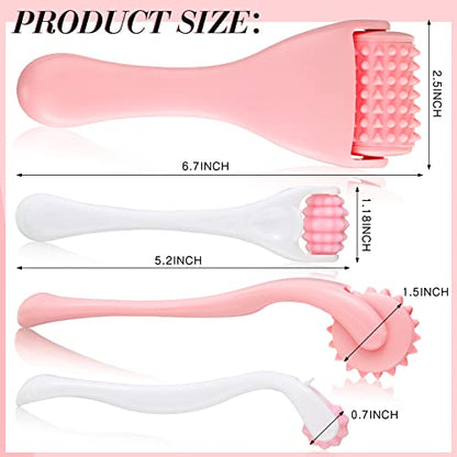 Tondiamo 2 Pcs Muscle Roller Gift Fascia Stick Cellulite Face Muscle Body Massage Roller Massage Tool for Relief Neck Arm Back Leg Body Deep Release(Pink,Silicone) - color: Pink, style: Silicone