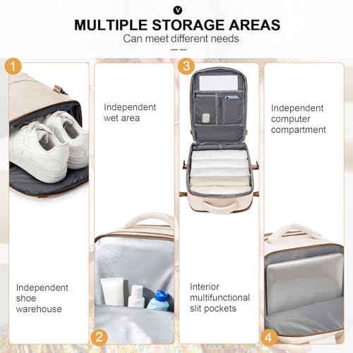 Travel Backpack For Women Men Personal item Travel Bag Essentials Carry on Backpack Luggage Flight Approved Mochila de viaje Weekender Bags Laptop College Casual Daypack Backpacks Beige Brown