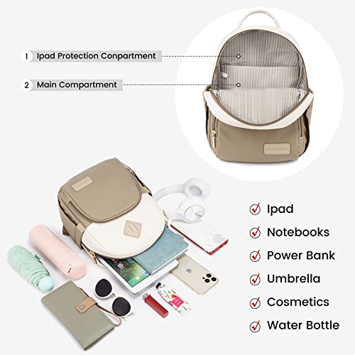 LOVEVOOK Backpack for Women Light Weight Waterproof Backpack Purses Daily Backpack… | Light Weight - color: Khaki-cream