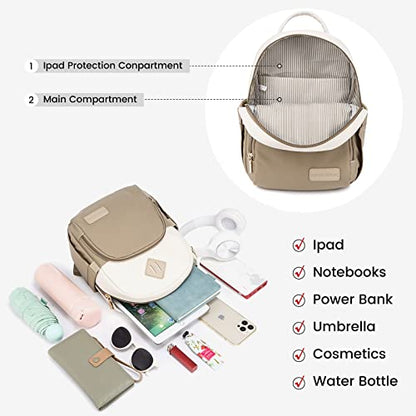 LOVEVOOK Backpack for Women Light Weight Waterproof Backpack Purses Daily Backpack… | Light Weight - color: Khaki-cream