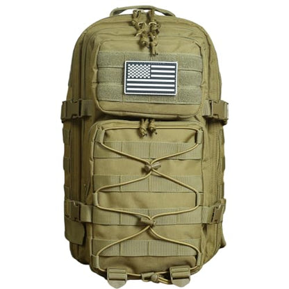 Military Tactical Backpack for Men Army 1 Day Assault Pack Molle Bag Bug Out Bag 26L - color: Khaki, size: 26L
