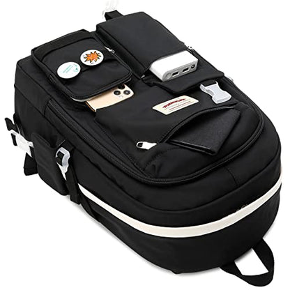 Classic Diamond School Backpack for Girls Laptop Backpack Cute Bookbag Kawaii College Backpack School Backpacks for Teens Girls Student (Black) - color: Black