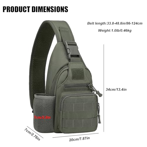 ZHIERNA Tactical Crossbody Bag for Men with Water Bottle Holder, MOLLE EDC Shoulder Sling Chest Bags with USB Charging Port for Travel Walk(Grey Green) - color: Grey Green
