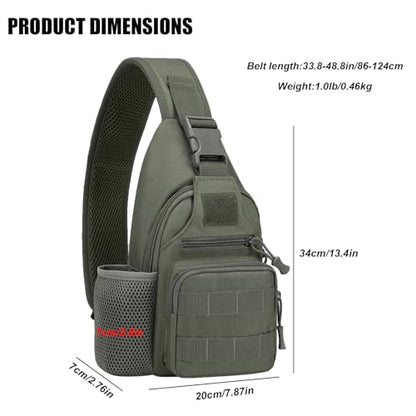 ZHIERNA Tactical Crossbody Bag for Men with Water Bottle Holder, MOLLE EDC Shoulder Sling Chest Bags with USB Charging Port for Travel Walk(Grey Green) - color: Grey Green