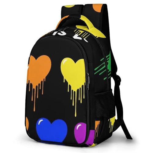 Travel Laptop Backpack LGBT Pride Rainbow Heart Love Is Love for Men Women, Water Resistant Business Anti Theft Computer Bag with Multi Compartments for College Work Hiking - color: Pattern (354)