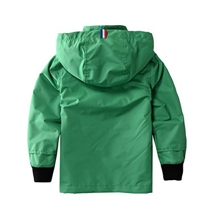 M2C Boys Girls Hooded Cotton Lined Rain Jacket Light Windbreaker - color: Green, size: 4-5T