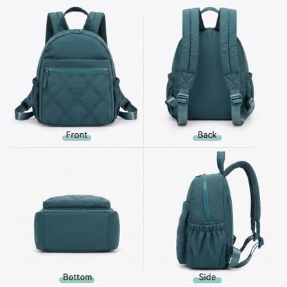 Mini Backpack for Women, Lightweight Puffer Small Backpack Purse - color: Peacock-blue
