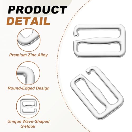 PATIKIL G-Hook Wave Buckles, Metal Adjustable Tri-Glide Slides Backpack Strap Belt Hooks - color: Silver Tone, size: 27 x 34 mm