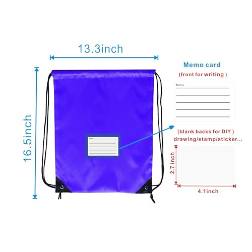 Drawstring Backpack Bulk 30 Packs Draw String Bags for Gym Sports Trip Pedestrianism Cinch Sack DIY for Women Men with Memo Card (royal blue) - color: Royal Blue