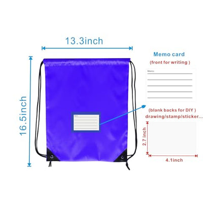 Drawstring Backpack Bulk 30 Packs Draw String Bags for Gym Sports Trip Pedestrianism Cinch Sack DIY for Women Men with Memo Card (royal blue) - color: Royal Blue