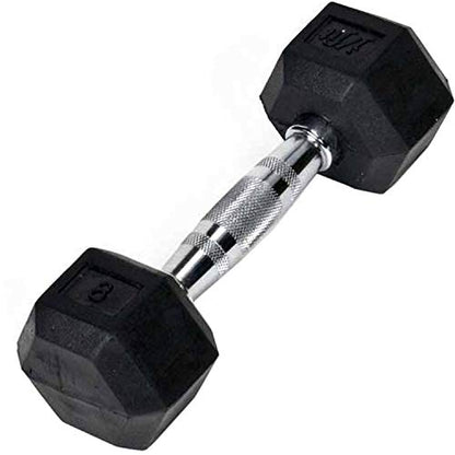 JFIT Rubber Hex Dumbbell - style: 8lb (Single)