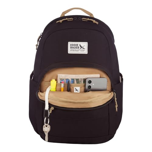 Eddie Bauer Campus Backpack 26L | Everyday Carry | Work | Travel | Commuter | Padded Laptop Sleeve | Stretch Bottle Pockets | Lightweight | Durable - Black - color: Campus - Black, size: 26L