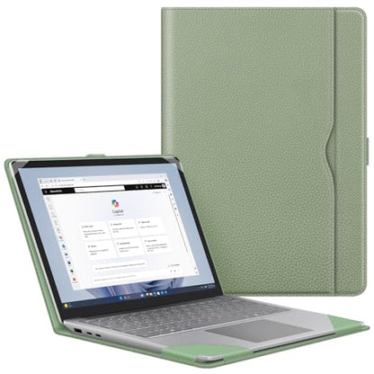 Fintie Sleeve Case for 15 Inch Microsoft Surface Laptop 6/5/4/3 (Model: 1872/1873/1953/1979), Premium PU Leather Protective Folio Book Cover with Large Pocket, Sage - color: Sage