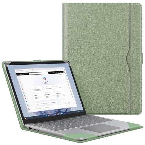 Fintie Sleeve Case for 15 Inch Microsoft Surface Laptop 6/5/4/3 (Model: 1872/1873/1953/1979), Premium PU Leather Protective Folio Book Cover with Large Pocket, Sage - color: Sage