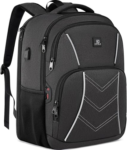 CAFELE TSA Friendly Flight Approved Business Backpack, Water-resistant Lightweight School Rucksack, Durable Large Weekender Bag Daypack (Grey, 17.3 Inch) - color: Grey