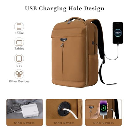 Timeet Travel Backpack for Women Men, 32L 4 In 1 Carry on Luggage Backpack, TSA Friendly Flight Approved 17 Inch Laptop Backpack, Waterproof Travel Bag for Work School Camping Hiking, Warm Brown - color: Warm Brown