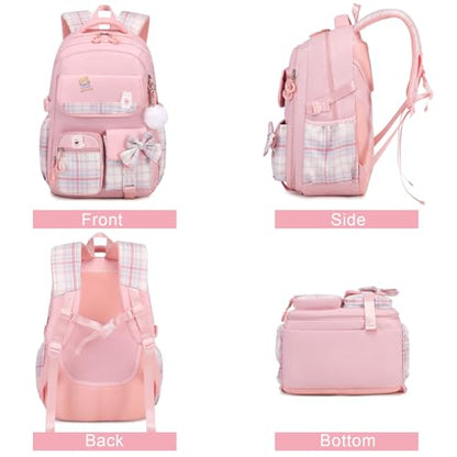 ACESAK Girls Backpack - 3PCS Backpack for Girls Cute School Backpacks for Girls Kindergarten Elementary Preschool Middle Kids School Bags with Lunch Box Pencil Case Set (Pink) - color: Pink