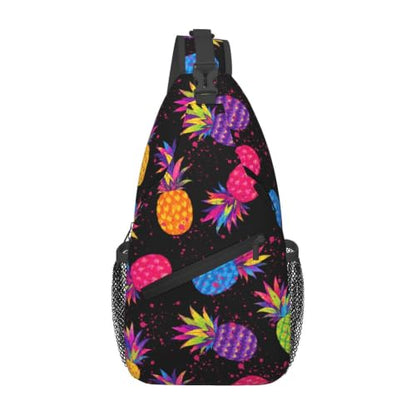 Sling Backpack Unisex Crossbody Chest Bag Shoulder Chest Bag For Women Men Hiking Travel - color: Pineapple