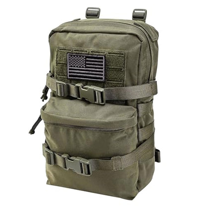Tactical Mini Molle Hydration Pack,Molle Hydration Carrier with US Flag Water Resistant,Hydropack for Tactical Vest Backpack - style: Ranger Green